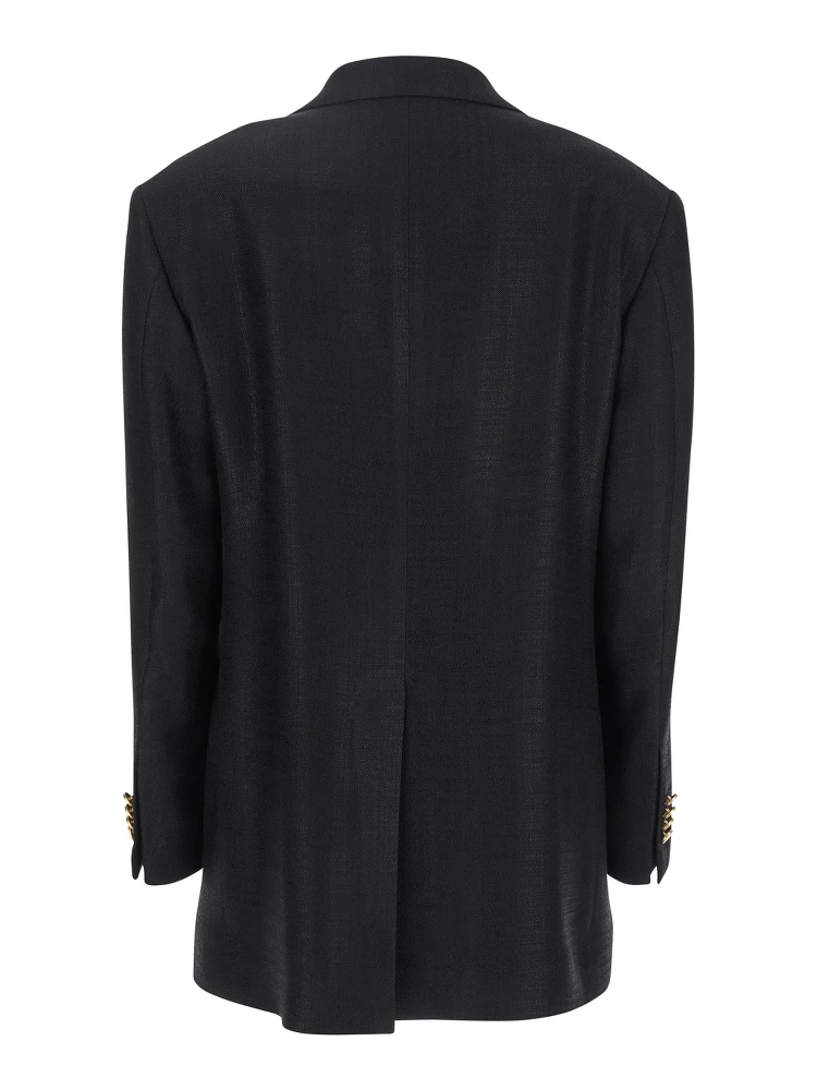 Black Jacket with Pointed Lapels and Front Pockets in Viscose Blend Woman alternative