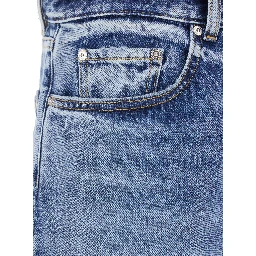 Light Blue Jeans with Belt Loops and Logo Patch on the Rear in Denim Man