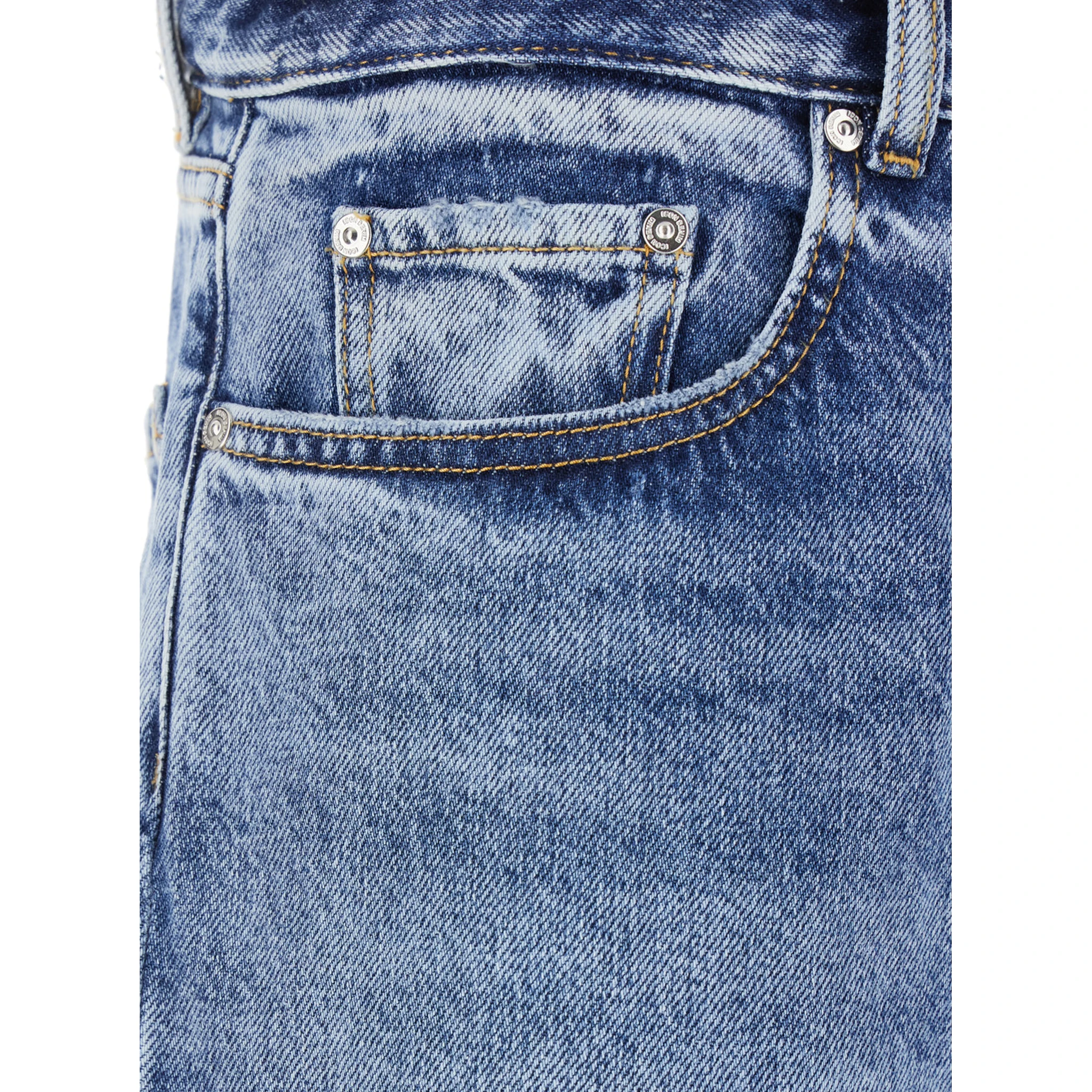 Light Blue Jeans with Belt Loops and Logo Patch on the Rear in Denim Man