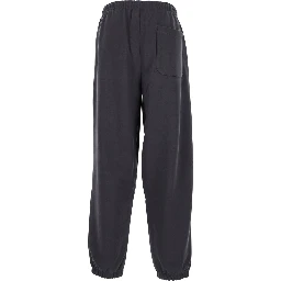 Grey Trousers with Elastic Waist and Side Logo Patch in Cotton Man