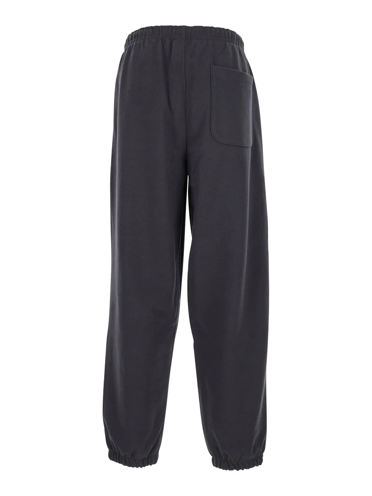 Grey Trousers with Elastic Waist and Side Logo Patch in Cotton Man alternative