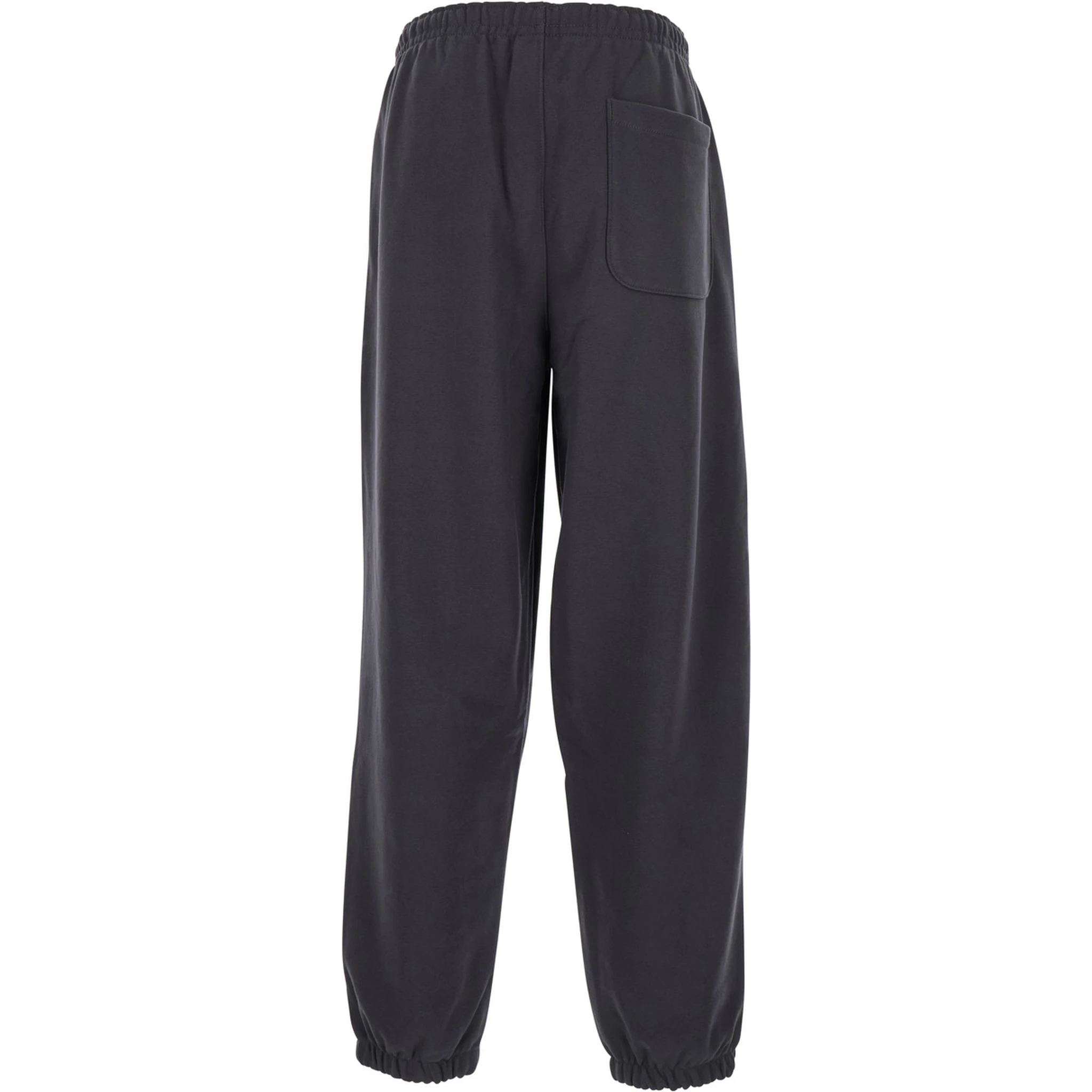 Grey Trousers with Elastic Waist and Side Logo Patch in Cotton Man