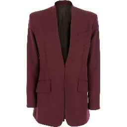 Bordeaux Jacket with Deep Neckline and Straps in Wool Woman