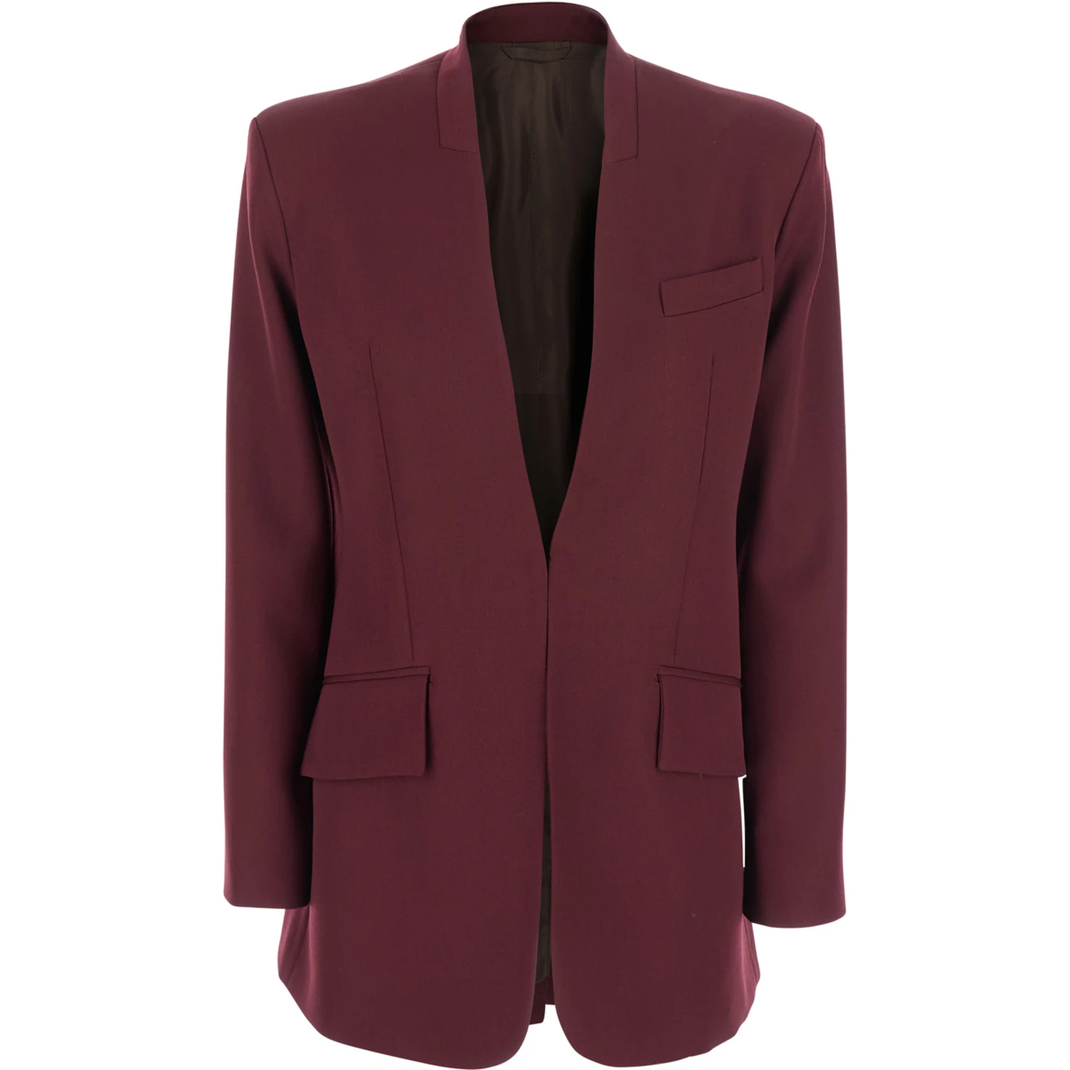 Bordeaux Jacket with Deep Neckline and Straps in Wool Woman