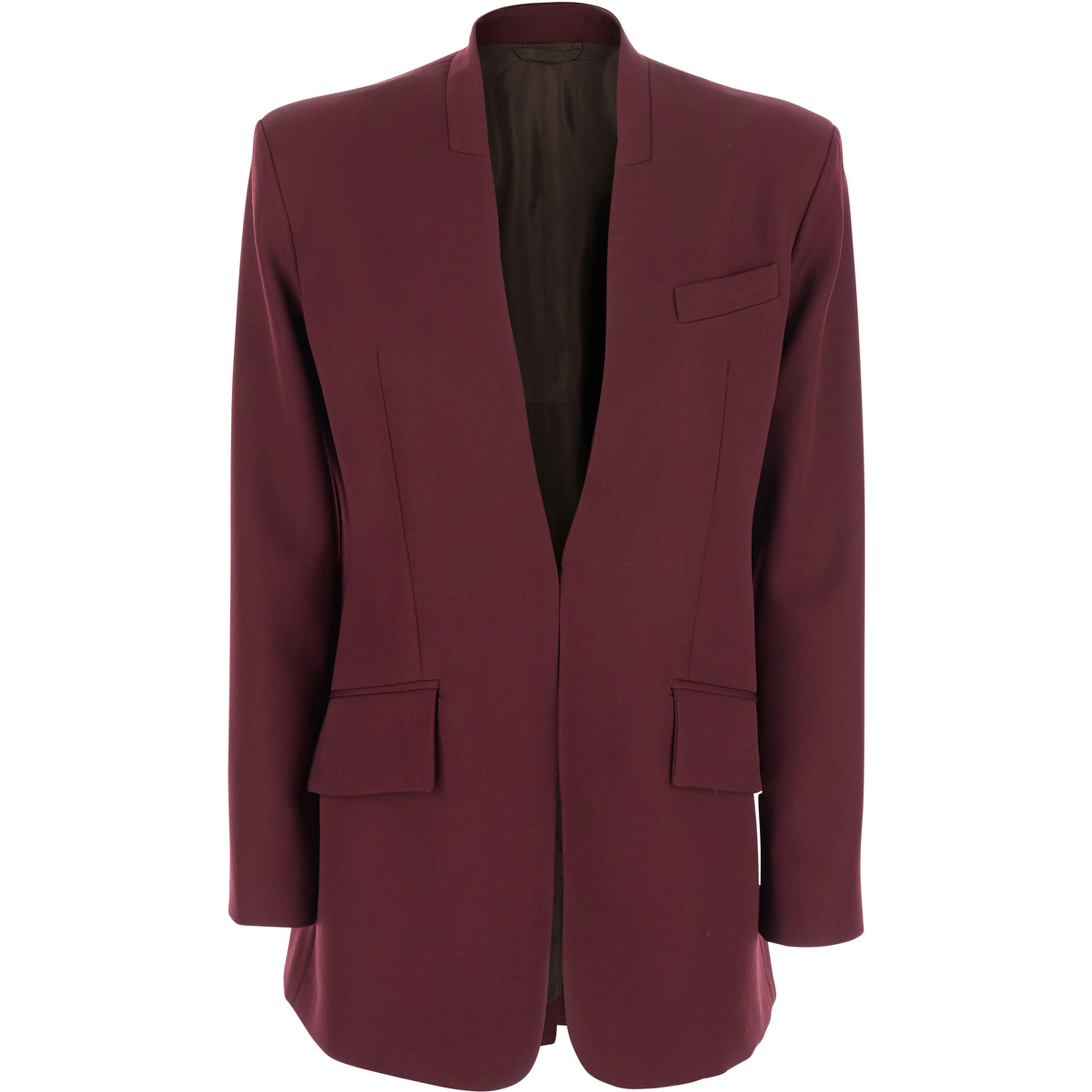 Bordeaux Jacket with Deep Neckline and Straps in Wool Woman