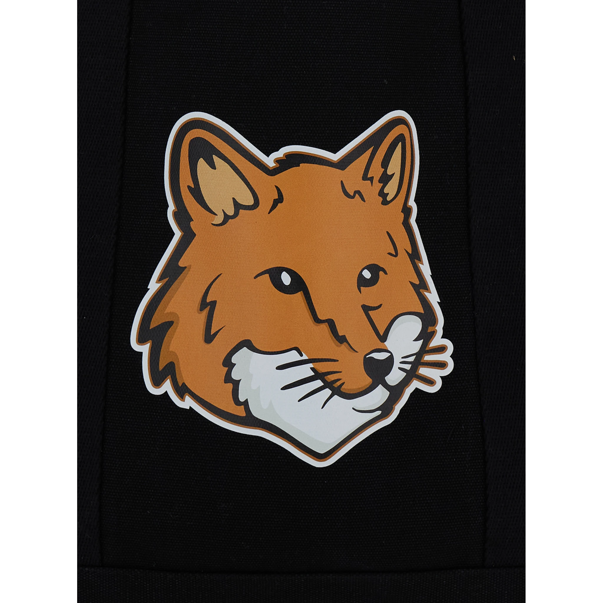Black Tote Bag with Fox Head Patch in Cotton Canvas Man
