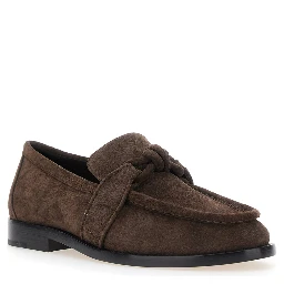 Brown Loafers with Knot Detail on the Front in Suede Woman