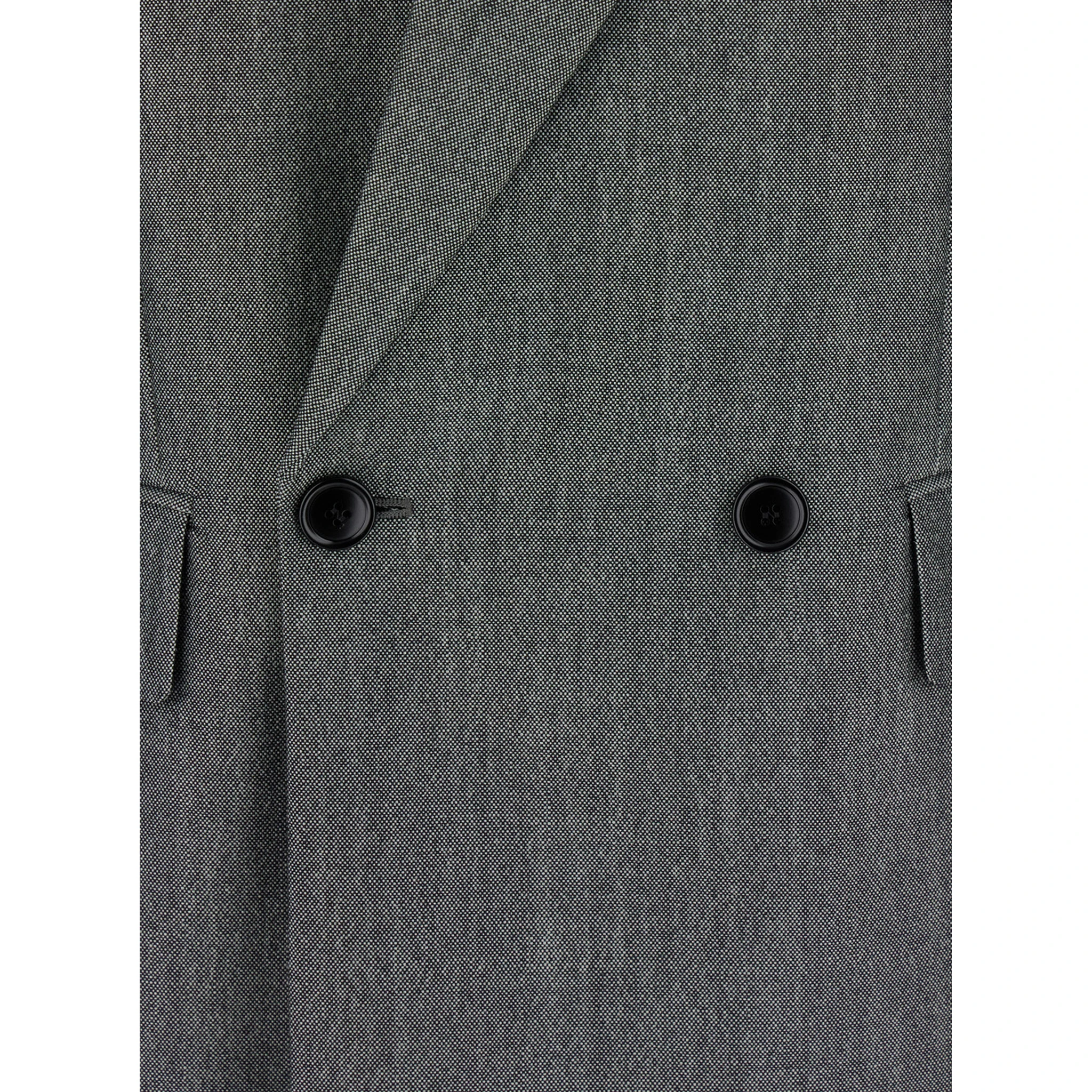 جاكيت رمادي مزدوج الصدر ذو أطراف مطوية من الصوف للنساء