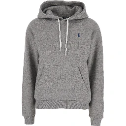 Grey Hoodie with Drawstring Hood and Pony Embroidery on the Front in Cotton Blend Woman