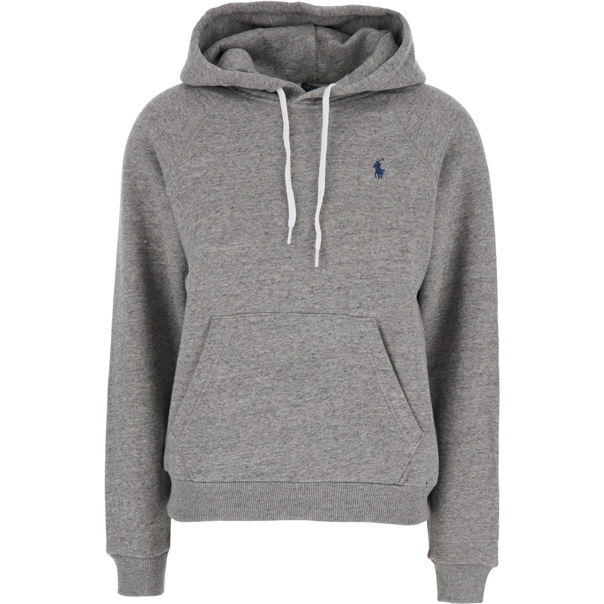 Grey Hoodie with Drawstring Hood and Pony Embroidery on the Front in Cotton Blend Woman