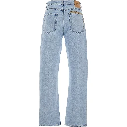 Light Blue Jeans with GG Detail on the Pocket and Logo Patch on the Rear in Denim Man