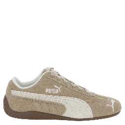 Speedcat Elevated Beige Sneakers with Logo Print on the Side and Logo Lettering on the Side in Suede Unisex