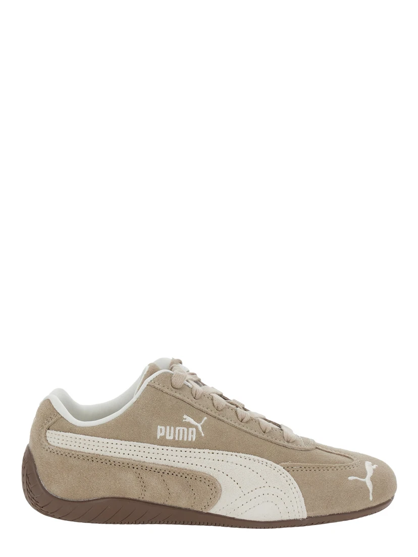 Speedcat Elevated Beige Sneakers with Logo Print on the Side and Logo Lettering on the Side in Suede Unisex