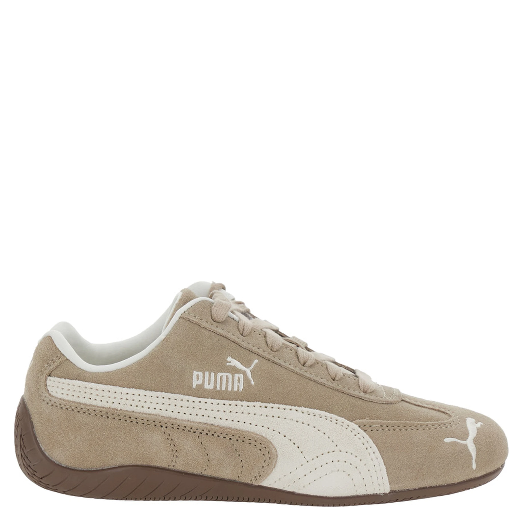 Speedcat Elevated Beige Sneakers with Logo Print on the Side and Logo Lettering on the Side in Suede Unisex