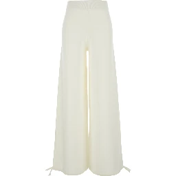 Nigeria White Pants with Elastic Waist and Wide Leg in Wool Woman