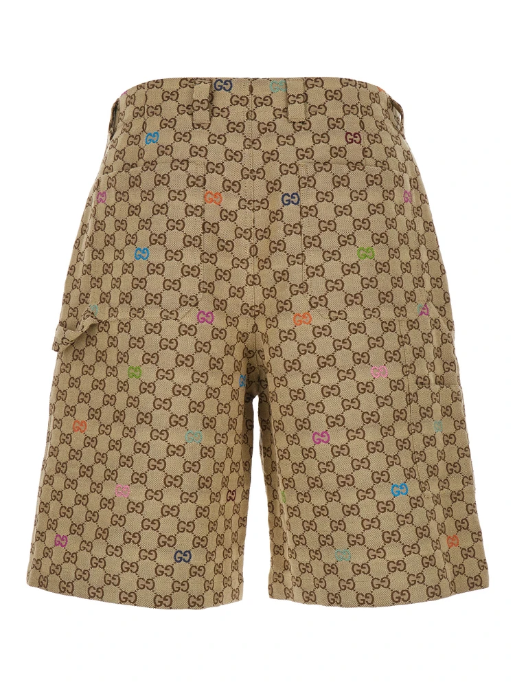 Beige Bermuda Pants with Belt Loops in GG Canvas Man alternative