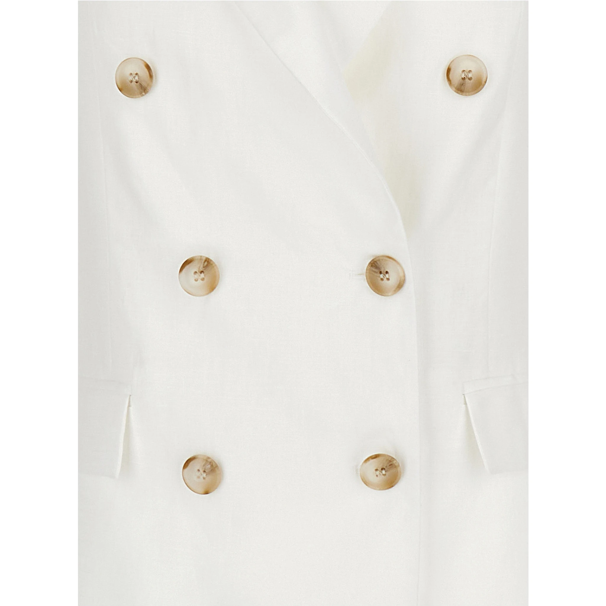 White Double-Breasted Blazer in Linen Woman