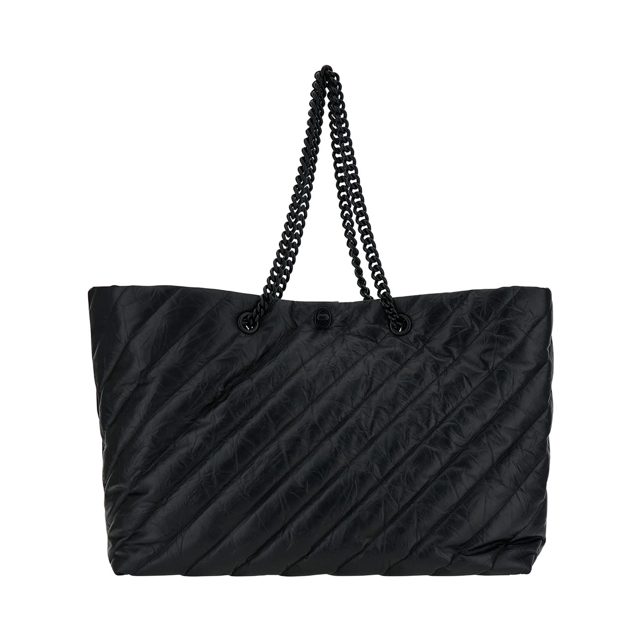 حقيبة حمل كبيرة متعددة الاستخدامات باللون الأسود مزينة بشعار B، مصنوعة من الجلد المبطن، للنساء