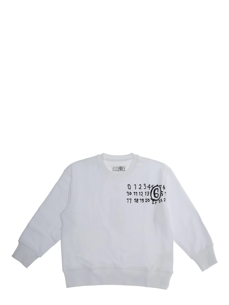 White Sweatshirt with Logo on the Front in Cotton Boy