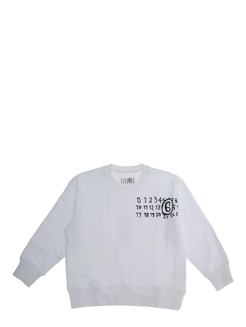 White Sweatshirt with Logo on the Front in Cotton Boy