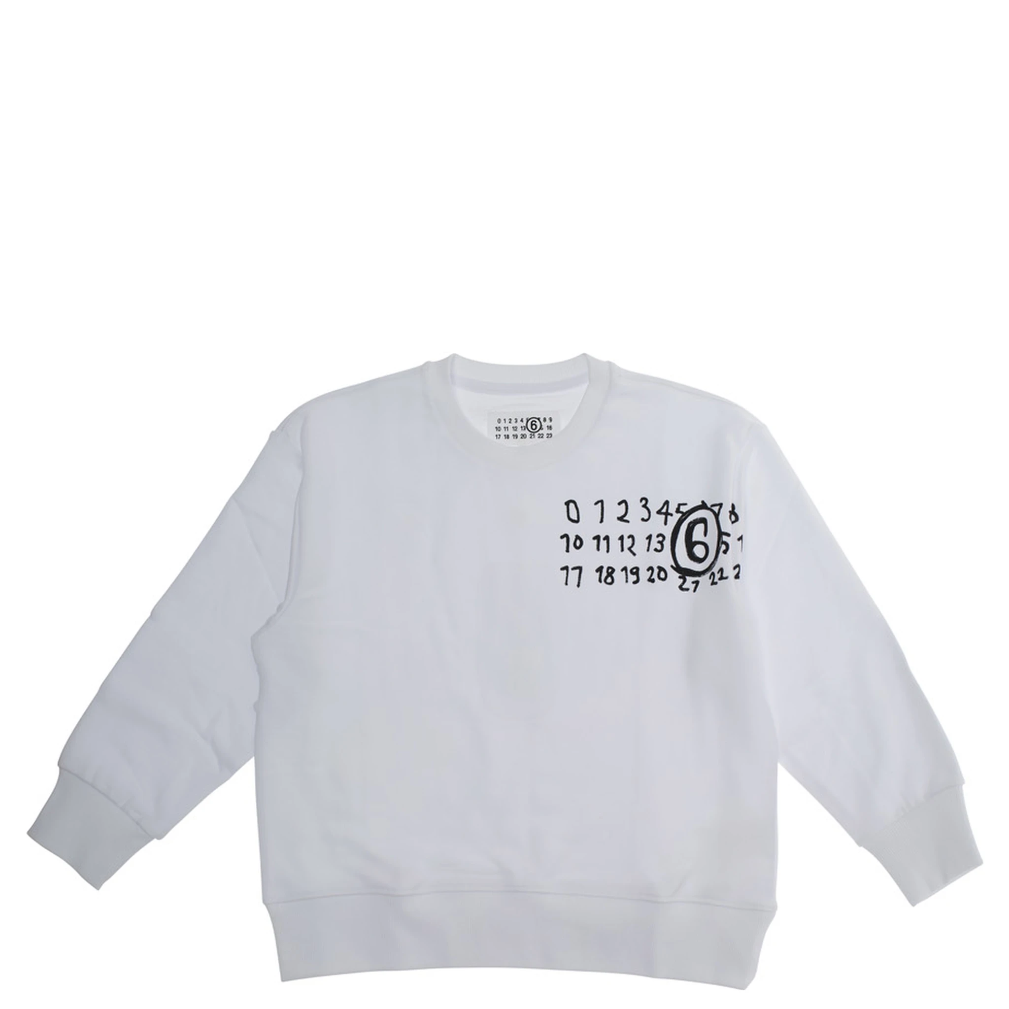 White Sweatshirt with Logo on the Front in Cotton Boy