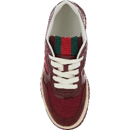 Re-Web Red Low Top Sneakers with Web Tongue and Logo Patch on the Rear in GG Canvas Woman