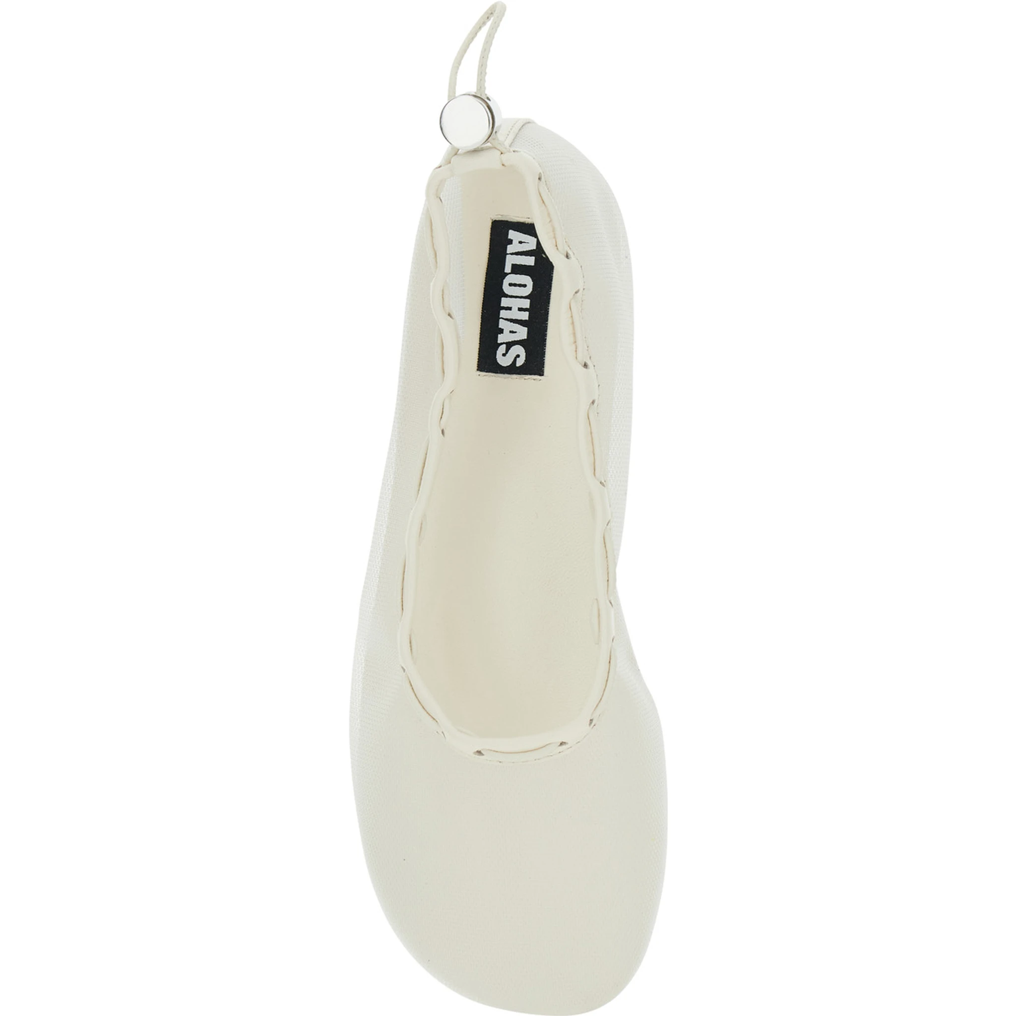 Gill White Ballerinas with Semi-Transparent Mesh Design and Adjustable Drawstring in Tech Fabric Woman