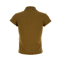 Green Polo Shirt with Classic Collar and Logo Lettering Embroidery on the Front in Cotton Jersey Woman