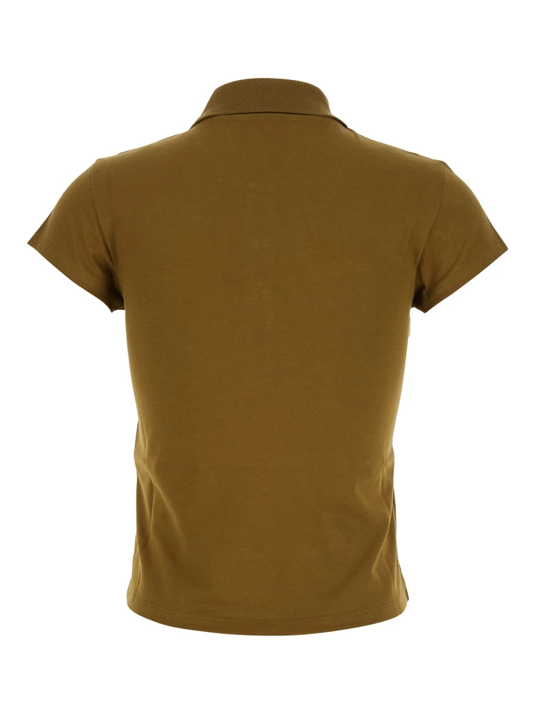 Green Polo Shirt with Classic Collar and Logo Lettering Embroidery on the Front in Cotton Jersey Woman alternative