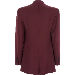 Bordeaux Jacket with Deep Neckline and Straps in Wool Woman