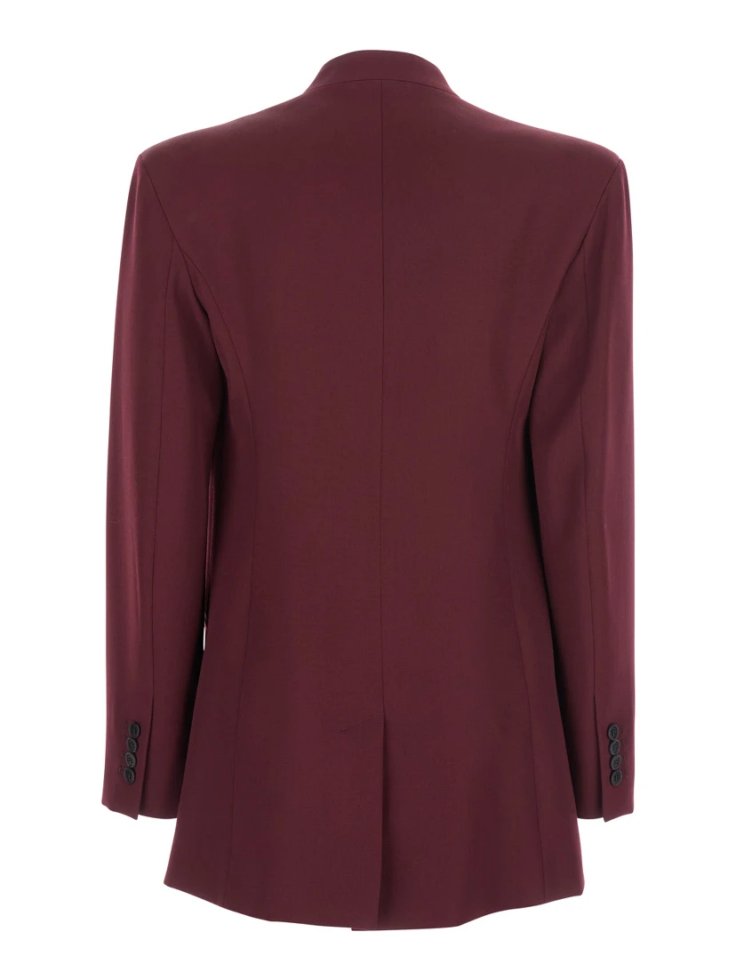 Bordeaux Jacket with Deep Neckline and Straps in Wool Woman