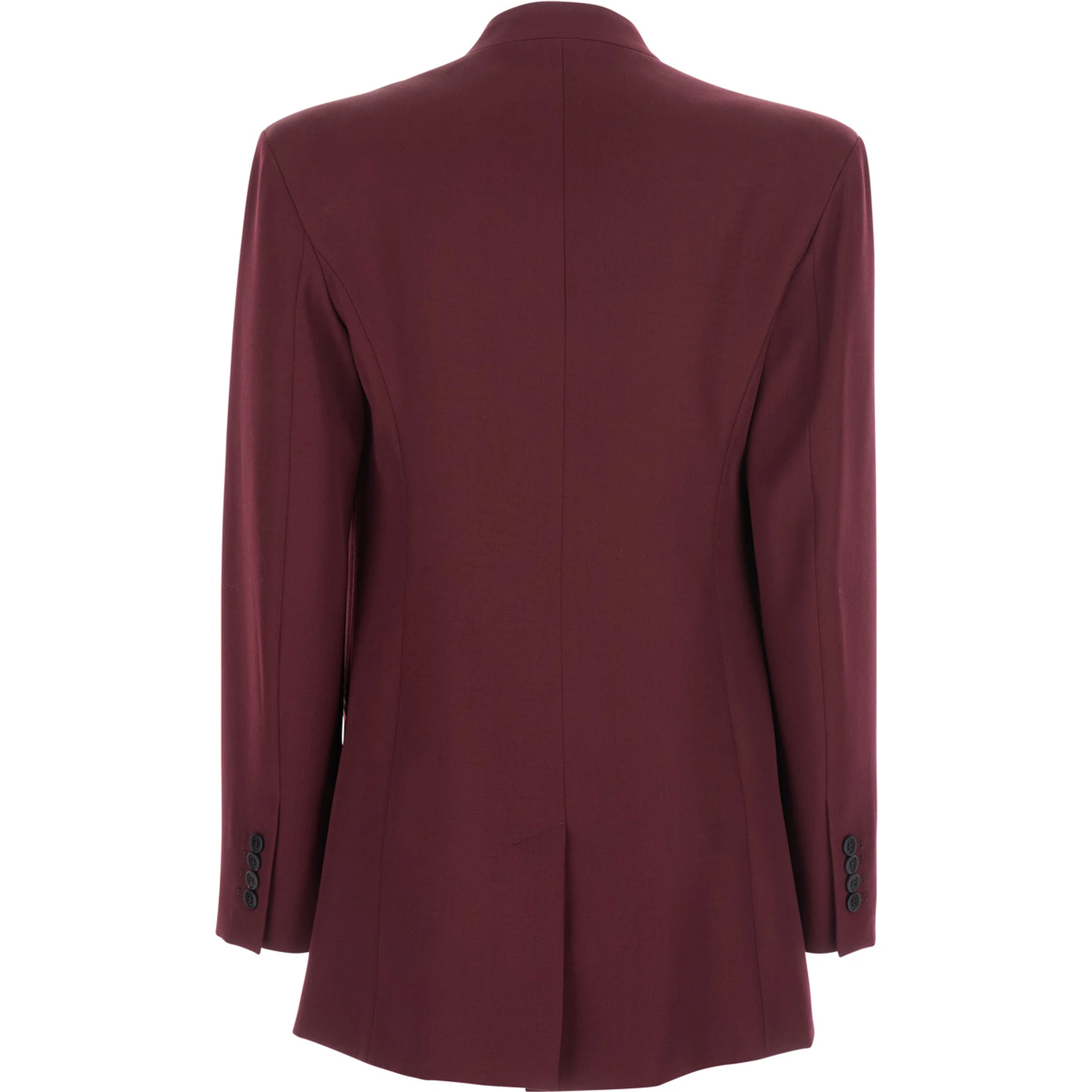 Bordeaux Jacket with Deep Neckline and Straps in Wool Woman