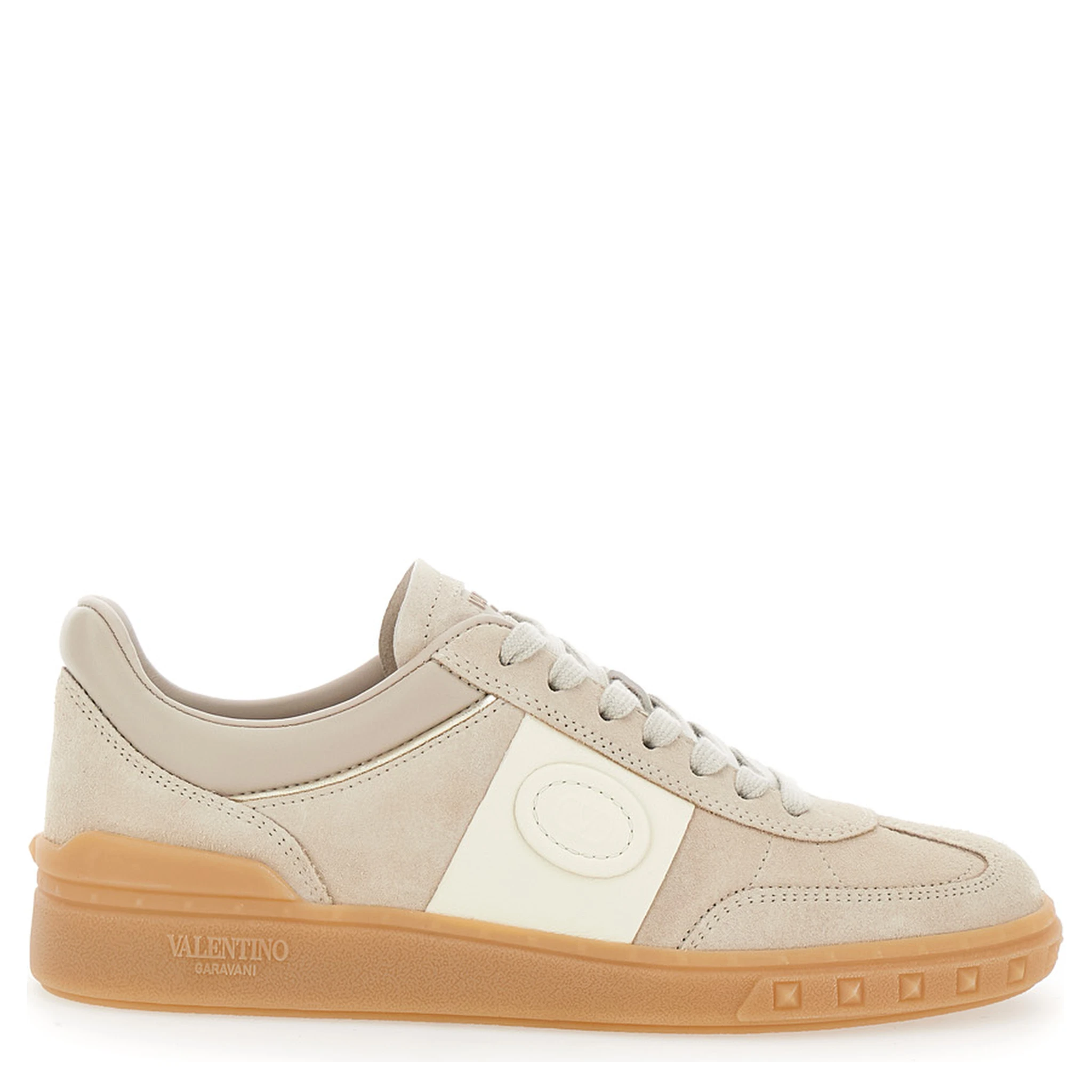 Upvillage Beige Low Top Sneakers with Logo Patch on the Tongue and Rockstud Embellishments on the Sole in Leather Woman