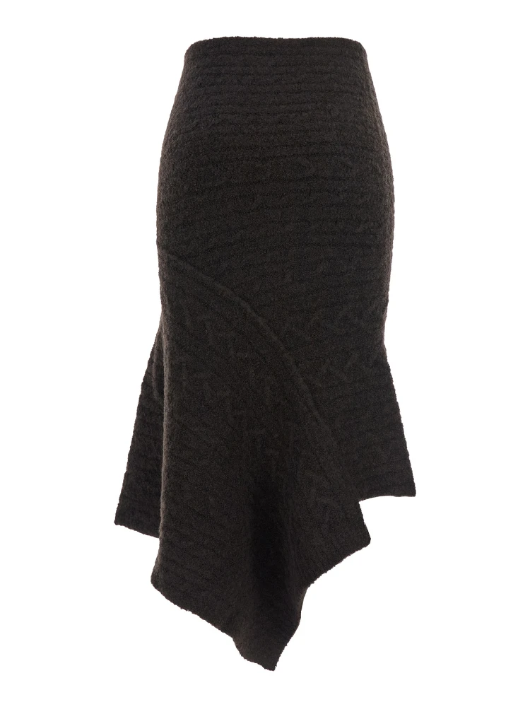 Brown Skirt with Asymmetrical Design and Logo Lettering in Wool Woman alternative