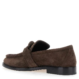 Brown Loafers with Knot Detail on the Front in Suede Woman