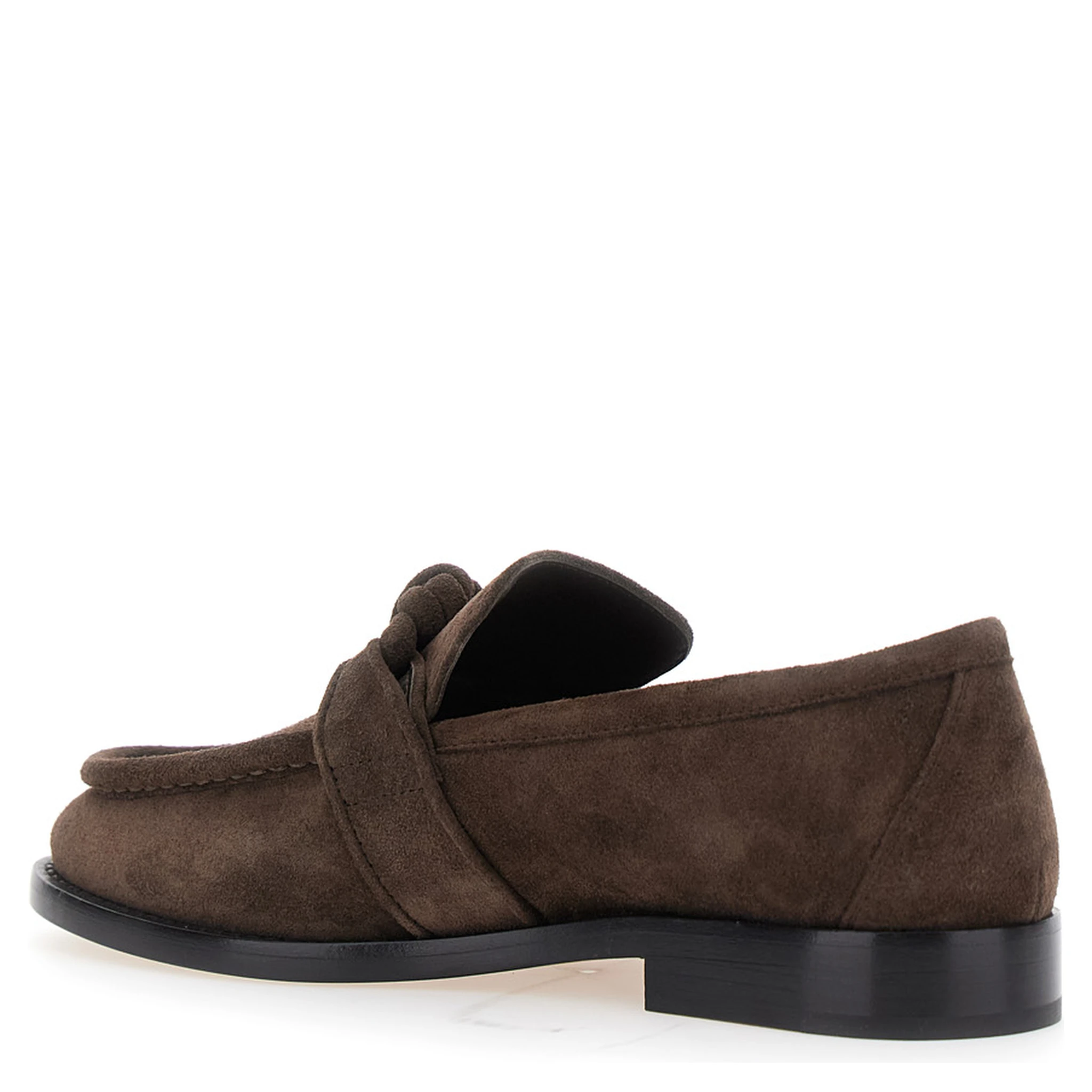 Brown Loafers with Knot Detail on the Front in Suede Woman