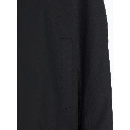 Black Jacket with Classic Collar and Web Motif on the Waist in Cotton Man