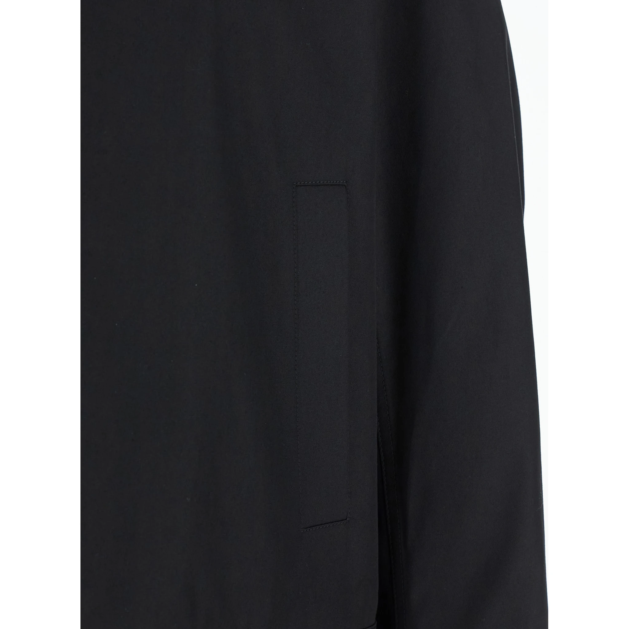 Black Jacket with Classic Collar and Web Motif on the Waist in Cotton Man