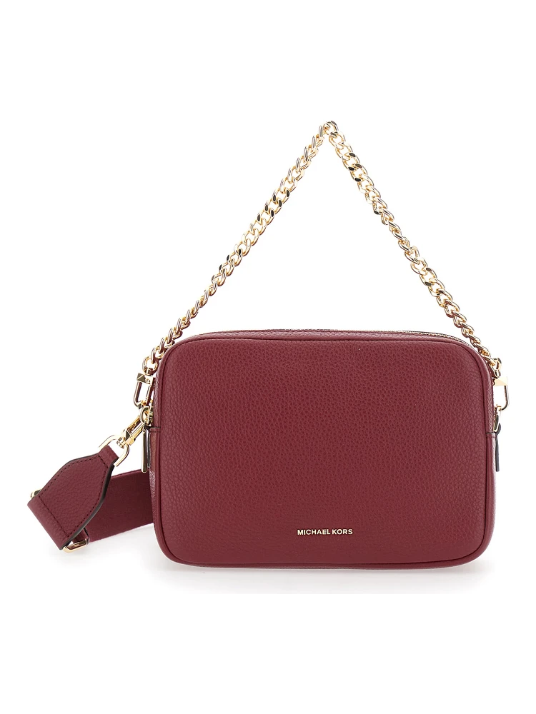 Bryant Bordeaux Crossbody Bag with Adjustable Shoulder Strap and Logo Lettering on the Front in Grained Leather Woman