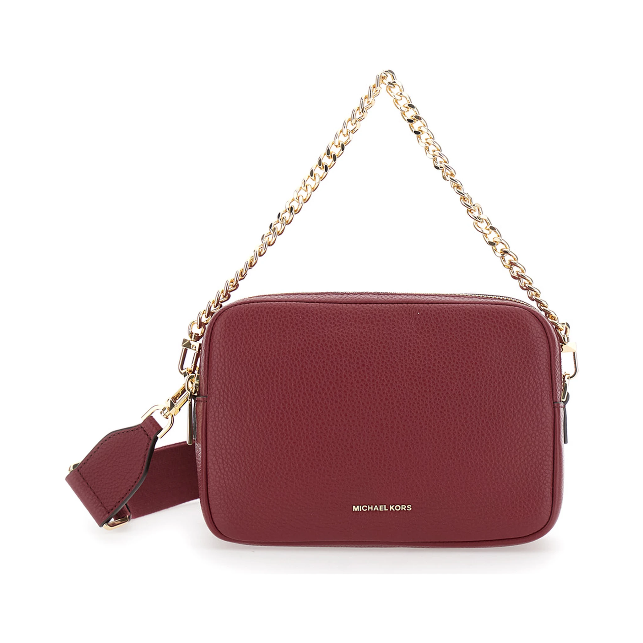 Bryant Bordeaux Crossbody Bag with Adjustable Shoulder Strap and Logo Lettering on the Front in Grained Leather Woman