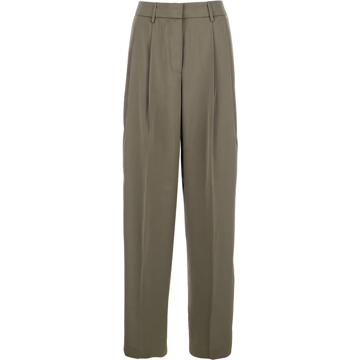 Brown Pants with Belt Loops and Wide Leg in Tech Fabric Woman