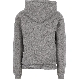 Grey Hoodie with Drawstring Hood and Pony Embroidery on the Front in Cotton Blend Woman