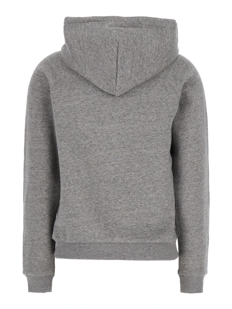 Grey Hoodie with Drawstring Hood and Pony Embroidery on the Front in Cotton Blend Woman alternative