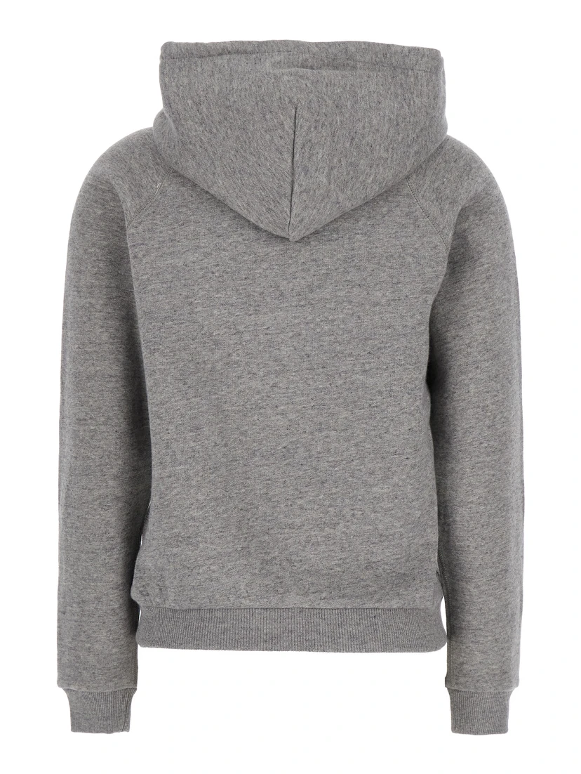 Grey Hoodie with Drawstring Hood and Pony Embroidery on the Front in Cotton Blend Woman