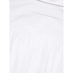 White Shirt with Classic Collar and Tonal Logo Patch in Cotton Boy