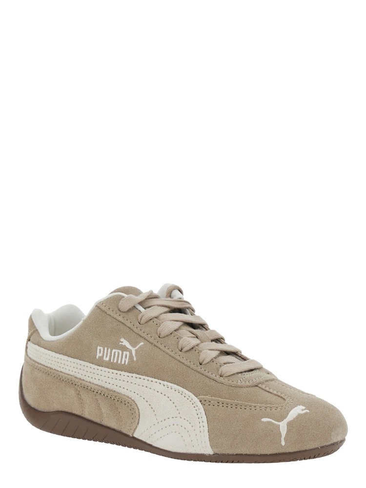 Speedcat Elevated Beige Sneakers with Logo Print on the Side and Logo Lettering on the Side in Suede Unisex alternative