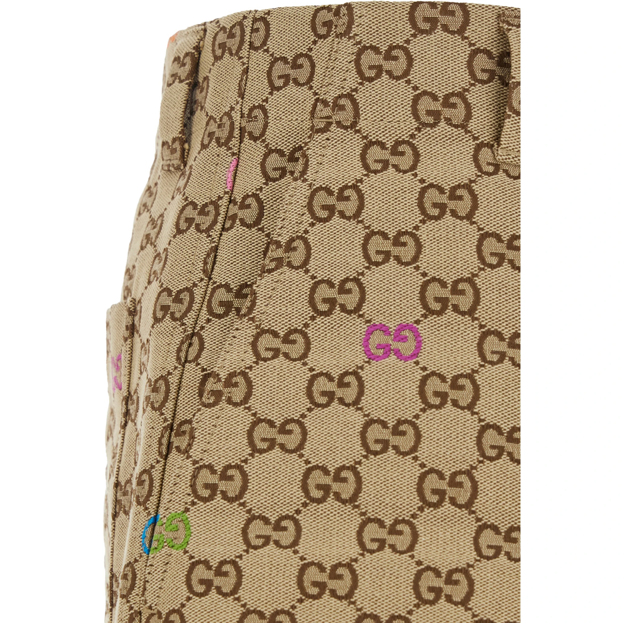 Beige Bermuda Pants with Belt Loops in GG Canvas Man