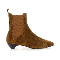 Allegra Chelsea Beige Ankle Boots with Elastic Panels in Suede Woman