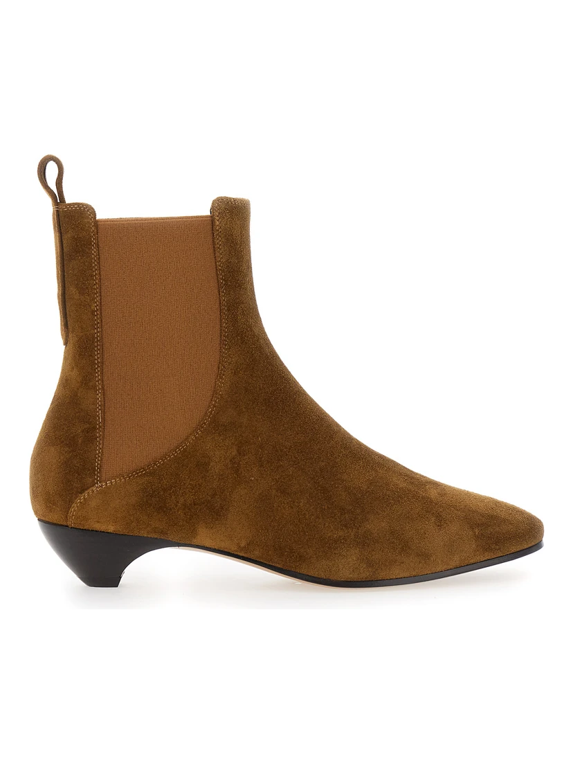 Allegra Chelsea Beige Ankle Boots with Elastic Panels in Suede Woman