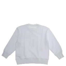 White Sweatshirt with Logo on the Front in Cotton Boy